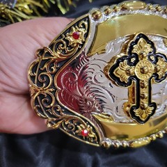 Cross Western belt Buckle Gold Silver red Religious Gift Item