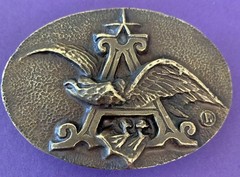 ANHEUSER BUSCH BELT BUCKLE EAGLE/LETTER &lsquo;A » LOGO American Beer Advertising 3.5&Prime;