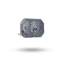 3D Roaring Lion Jungle King Animal Belt Buckle 925 Sterling Silver Accessory