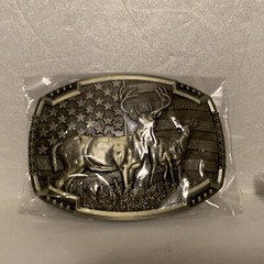 Antique Brass Finish Deer Buckle – American Hunter Western Buckle Set Of 2
