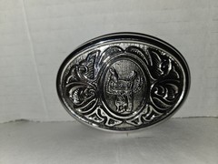 Vintage Avon Silver Saddle Belt Buckle Western Floral Scrollwork Cowboy 1970s