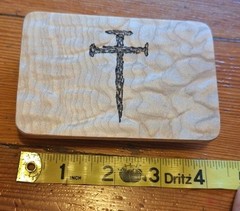 Handmade 4 1/8&Prime; X 2 3/4&Prime; Belt Buckle Wood w/3 Nail Cross Design