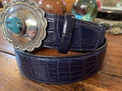 Navajo James Reid Dgn Sterling Silver Turquoise Belt Buckle 31-34-1.5”nu🐊✅