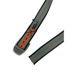 Chaco Webbing skull print belt One Size braided silver tone buckle gray orange