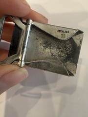 925 Sterling Silver Vintage Hammered Finish Belt Buckle Monogram AMC 17g