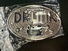 DRUNK Bottle Opener and Large Novelty Statement Stainless Steel Belt Buckle