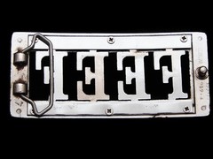 MA31114 REALLY NICE INITIALS **FEEF** W/ CRYSTAL INSERTS BELT BUCKLE