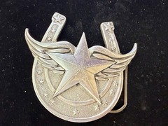 Lucky Horseshoe Winged Star Fine Pewter 2004 Belt Buckle Great American Products