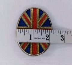 British Flag Belt Buckle Union Jack Glitter Enamel On Silver Tone Metal
