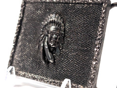 VTG 1973 James Lind Belt Buckle Chief Head Southwestern Brass Wyoming Studio
