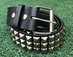 VTG 90s Manzoor Leather 3 Row Pyramid 1/2” Studded Belt Mens XL USA Made