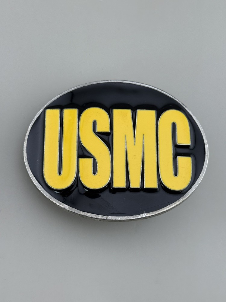 USMC Marine Corps Black Yellow Enamel Belt Buckle Siskiyou Military Gift
