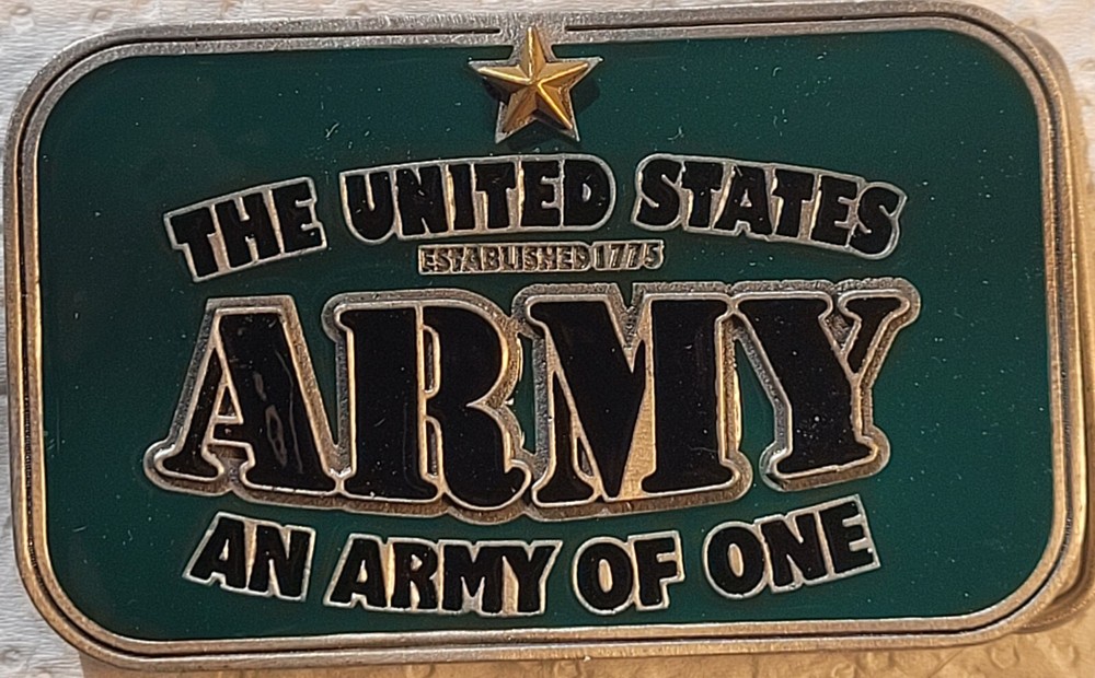 US Army Pewter/Enamel Belt Buckle – Great Gift – Free Shipping