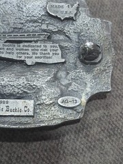 Vintage 1989 Fire Fighter Belt Buckle Fire Department AG-13 Arroyo Grande