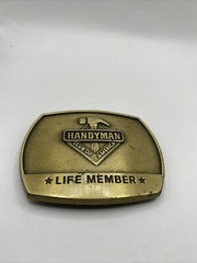VTG 1996 Handyman Club Of America Life Member Belt Buckle Trucker Brass 3×2.5”