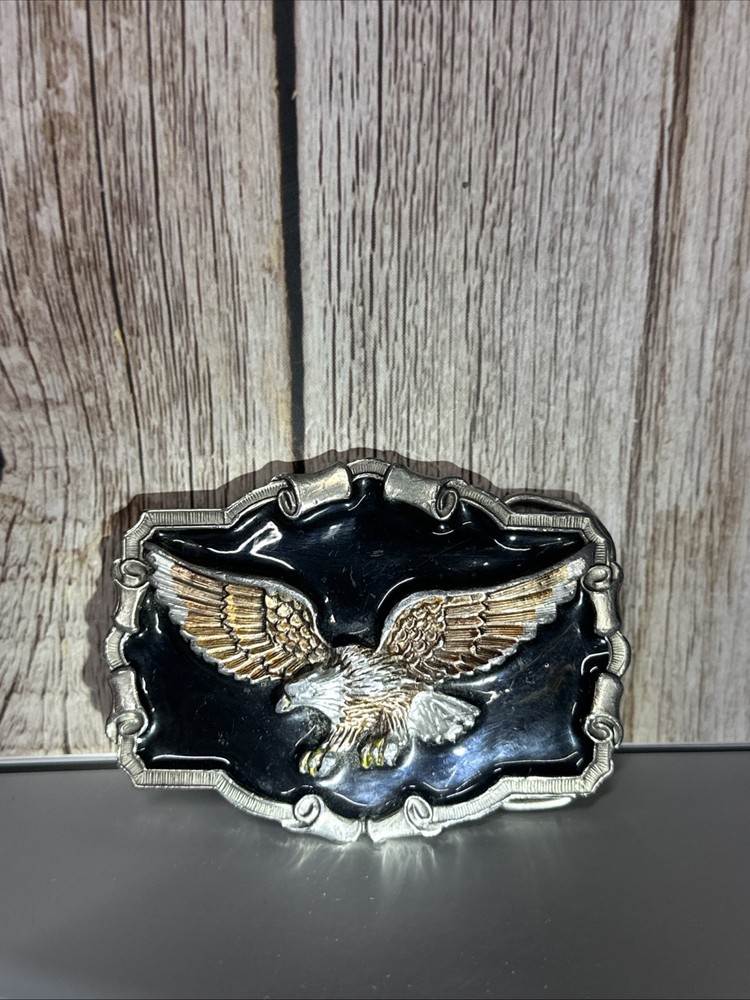 Vintage 1983 Enameled Harley Davidson Eagle Belt Buckle American Buckle Co