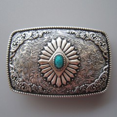 Vintage Silver Plated Enamel Southwest Rectangle Belt Buckle also Stock in US