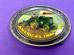America&rsquo;s Tractor Agricultural Farm Scene Farmers Western Style Belt Buckle