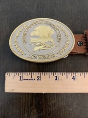 Genuine Leather Belt Horses Stallions W/ NA Hunting Club Belt Buckle USA 26