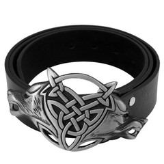 VIGOROSO Men Gothic Funny Lovely Celtic Wild Wolf Fox Double Head Belt Buckle