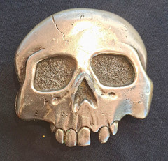 Buckle Co Skull Belt Buckle Silver Metal Made in USA Vintage 1976 MPN 962