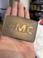 O.C. Tanner FMC Belt Buckle – Gold Tone Rope Border – Corporate Award Vintage
