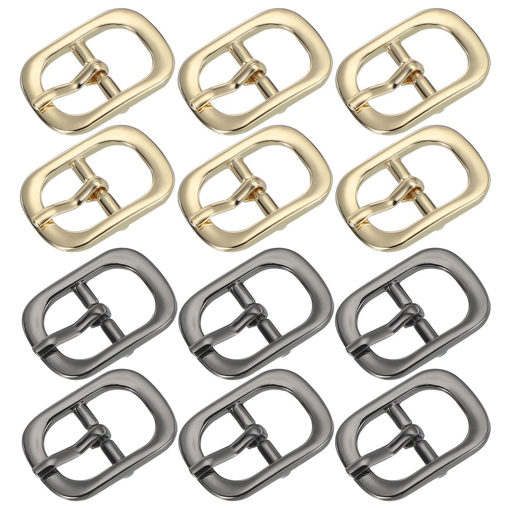 12Pcs 0.5&Prime; Single Prong Metal Roller Pin Belt Buckles Light Gold/Black
