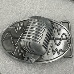 Microphone Sound Wave Belt Buckle Retro Music Rockabilly Metal
