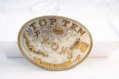 Vtg 1980 RMQHA Top Ten Trophy Belt Buckle Rocky Mountain Quarter Horse Colorado