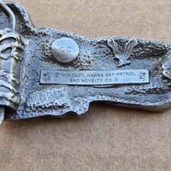 Belt Buckle Female Nude Metal Capt Hawks Sky Patrol & Novelty USA 1979 Vintage