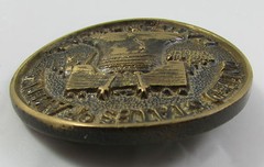 Vintage Solid Brass American Half Dolar Liberty Bell Patriotic Belt Buckle #873
