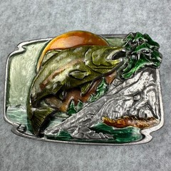 Vtg 1984 Siskiyou Buckle Co Salmon Fish Enameled Belt Buckle S-30 6.9 oz