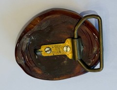 3” Wood Slice Vintage Belt Buckle W/ Solid Brass Hardware