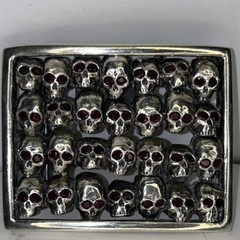 soffer ari belt buckle 925 silver with ruby gemstones in skull eyes