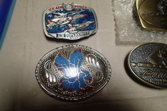 7-TOTAL BUCKLES BOW HUNTERS BELT BUCKLES MARKED #25 KEY CHAIN TOURQUOISE & USAF