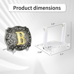 6-Pack Acrylic Belt Buckle Display Stand for Men, Women, Western, Cowboy, Silver