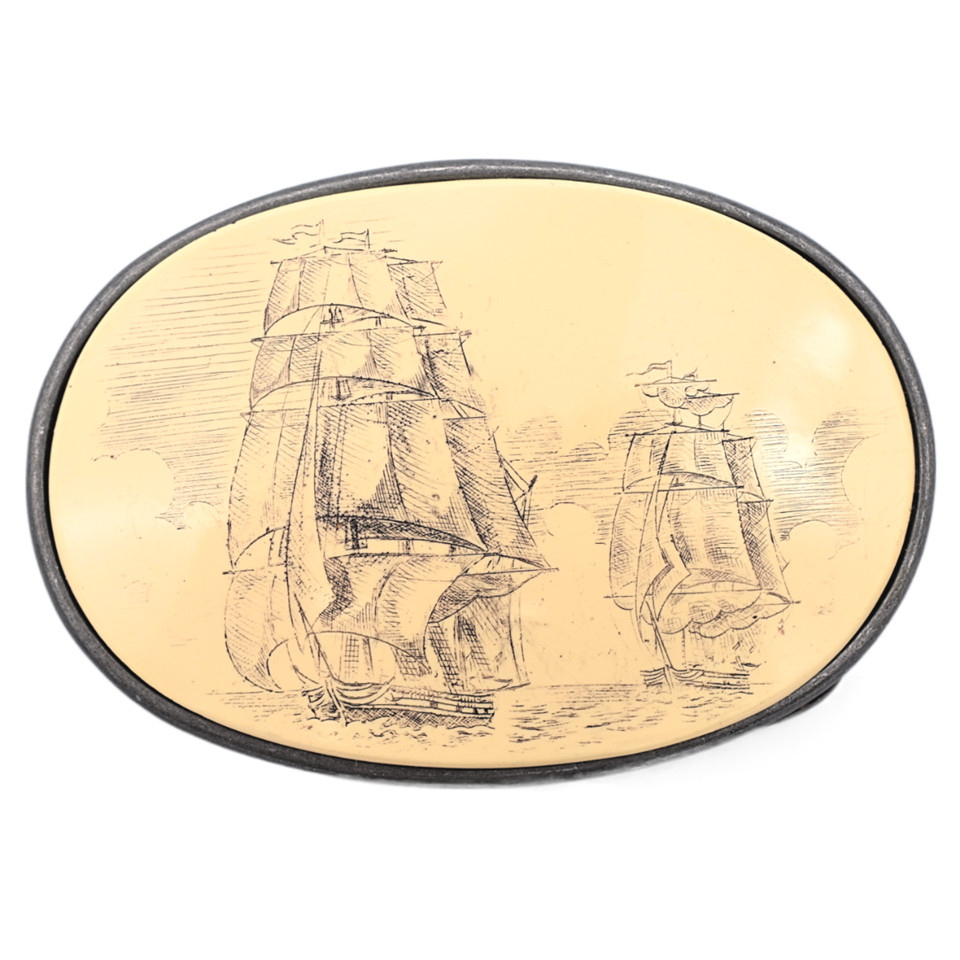 Sailing Ships Pirate Battle Pursuit Colonial Whaling Sailor Belt Buckle