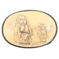 Sailing Ships Pirate Battle Pursuit Colonial Whaling Sailor Belt Buckle