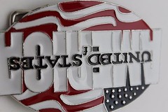 Men Women Silver Metal Buckle Fashion United States Of America Flag USA 4th July