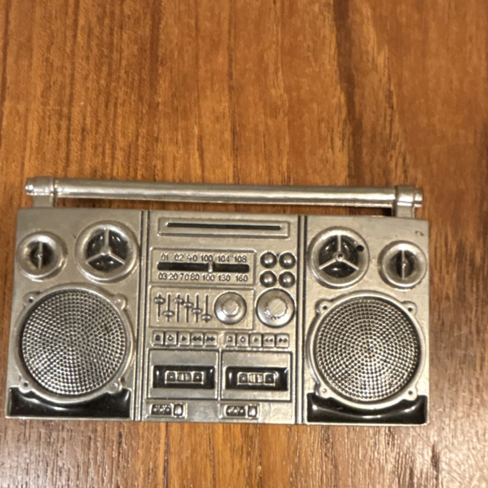 Silver Boombox Music Novelty Men&rsquo;s Metal Belt Buckle Rectangular Interchangeable