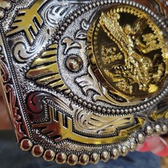 Centenario Cowboy Belt Buckle Western Hebilla Silver Gold Faux Mexican Peso