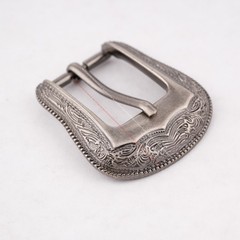 25MM Antique Western Cowboy Flower Engraved Leathercraft Belt Buckle 3-Piece Set