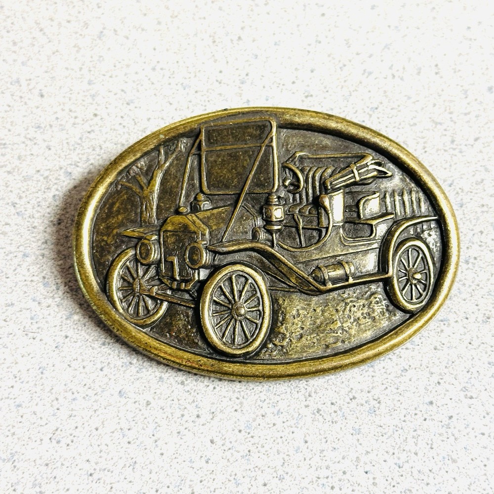 Antique Car Avon Vintage Model T Brass Automobile Vehicle Belt Buckle