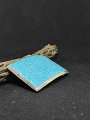 Native zuni inlay sleeping beauty Turquoise Sterling Silver Belt Buckle stamped