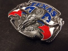 NEW Vintage Siskiyou Republic of Texas Flag Longhorn Belt Buckle Lone Star State