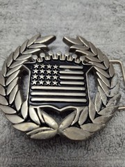 Vintage Famous Stars and Straps American Flag Cadillac Chrome Belt Buckle 8387🔥