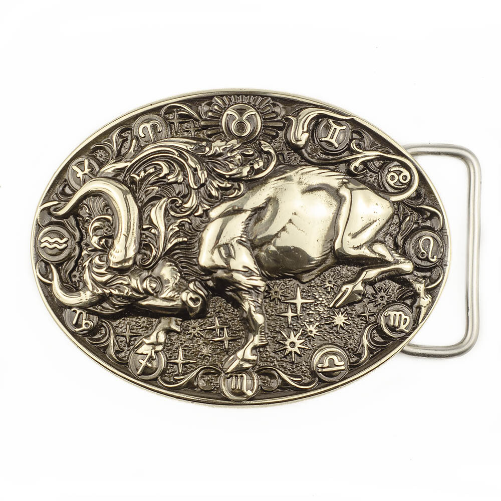 Taurus german silver belt buckle, Taurus Bull Horoscope Astrological Zodiac Sign