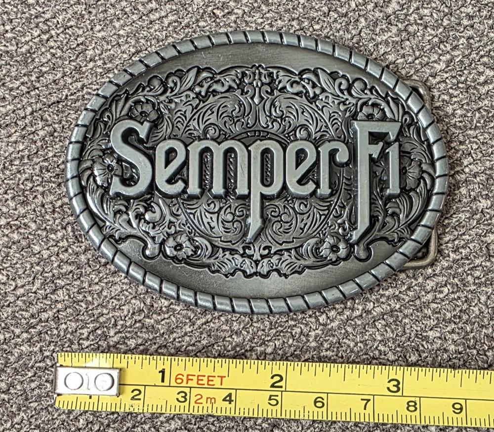 New Marine Corps USMC Semper Fi Silver Western Military Belt Buckle Oval Men