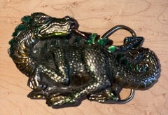 Vintage 1984 Great American Buckle Co Green Dragon Belt Buckle Serial H 1422 3D