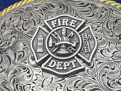 Firefighter FD Fire Department Western Style Buckle (Pewter)